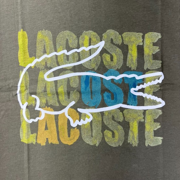 Lacoste Logo T-Shirt Cotton Short Sleeve Olive‎ Green Men's US Size 2XL VTG NWT - Picture 3 of 9